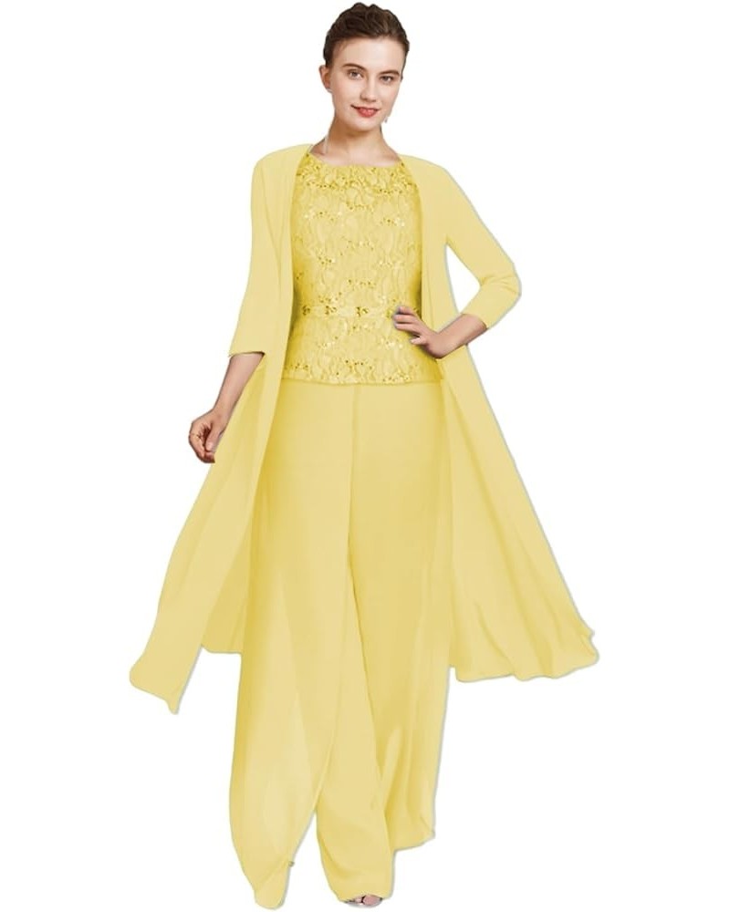 Mother of The Bride Pantsuits Jumpsuits with Jacket Chiffon Wedding Guest Dresses for Women Formal Evening Gowns Long Gold $4...