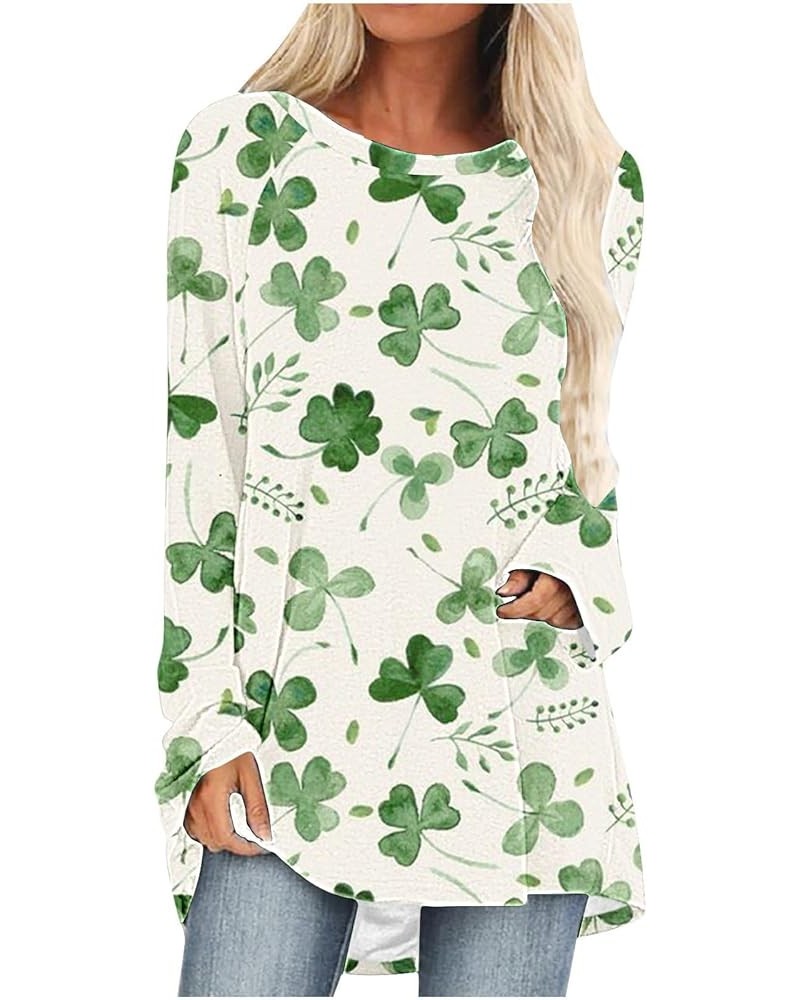 St Patricks Day Shirt Women Lucky Clover Print Tunic Tops to Wear with Leggings Irish Gift Shamrock Graphic Tees A23-green~st...