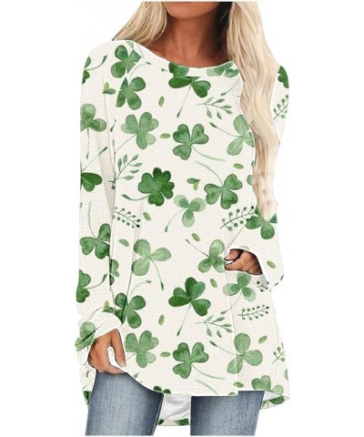 St Patricks Day Shirt Women Lucky Clover Print Tunic Tops to Wear with Leggings Irish Gift Shamrock Graphic Tees A23-green~st...