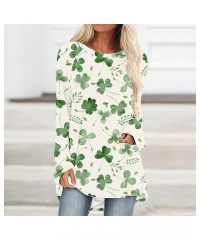 St Patricks Day Shirt Women Lucky Clover Print Tunic Tops to Wear with Leggings Irish Gift Shamrock Graphic Tees A23-green~st...