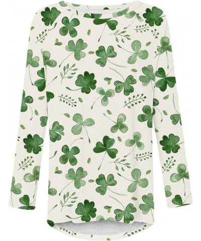 St Patricks Day Shirt Women Lucky Clover Print Tunic Tops to Wear with Leggings Irish Gift Shamrock Graphic Tees A23-green~st...