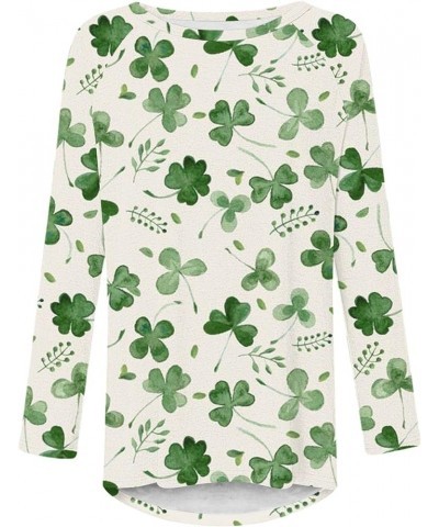 St Patricks Day Shirt Women Lucky Clover Print Tunic Tops to Wear with Leggings Irish Gift Shamrock Graphic Tees A23-green~st...