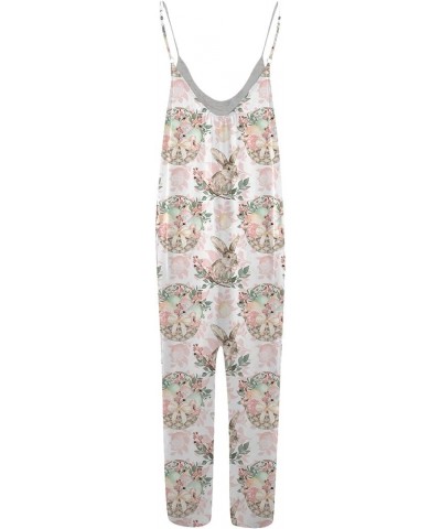 Cute Easter Outfits For Women,Easter Eggs Print Jumpsuits Sleeveless Party Overalls Casual Off The Shoulders Rompers 05-rose ...