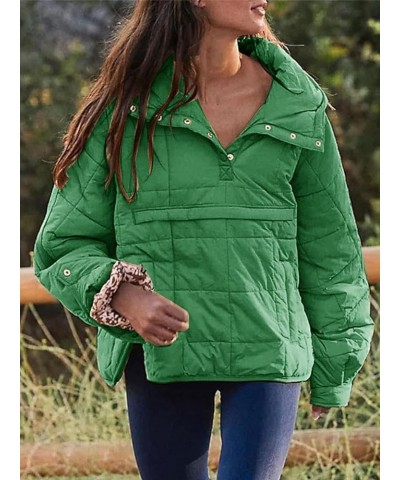 Womens's Lightweight Down Coat Long Sleeve Button Quilted Pullover Puffer Jacket Packable Hooded Oversized Winter Coat Green ...