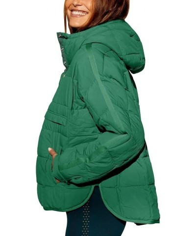 Womens's Lightweight Down Coat Long Sleeve Button Quilted Pullover Puffer Jacket Packable Hooded Oversized Winter Coat Green ...