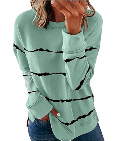 Long Sleeve Shirts for Women Oversized Fashion Crewneck Tops Casual Loose Fitting Pullover T-Shirt Print Sweatshirt 01-mint G...