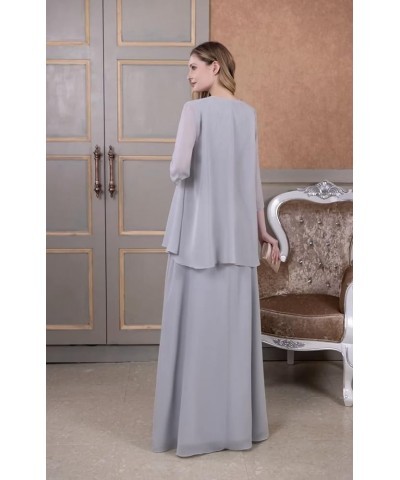 2 Piece Mother of The Bride Dresses Plus Size with Jacket Scoop Mother of The Groom Formal Dresses with Long Sleeves Champagn...