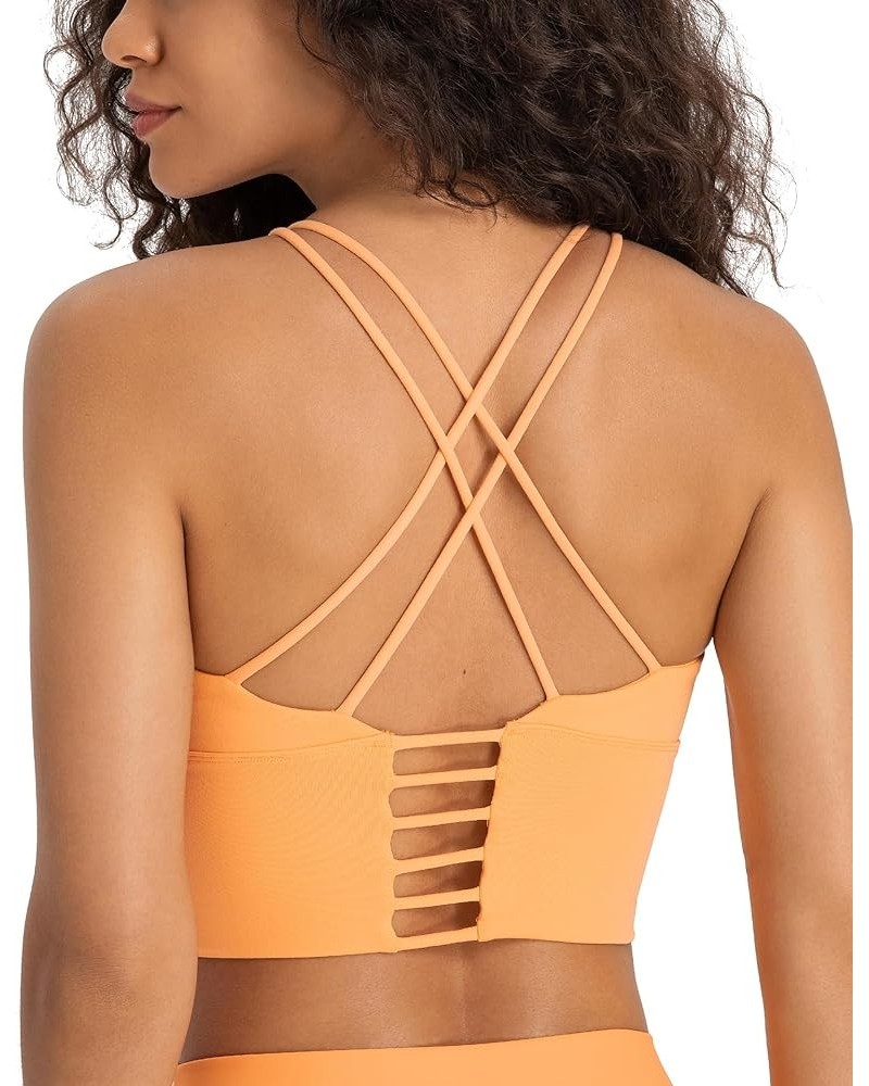 Strappy Longline Sports Bras for Women High Neck Sexy Backless High Impact Tank Tops Push Up Boston Orange $14.83 Tanks