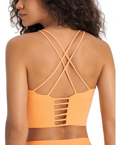 Strappy Longline Sports Bras for Women High Neck Sexy Backless High Impact Tank Tops Push Up Boston Orange $14.83 Tanks