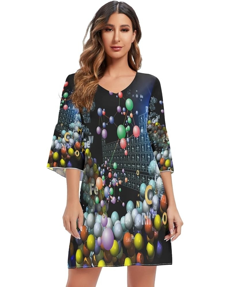 Hippie Peace Sign Love Floral Women's Casual Chiffon Mini Dress 3/4 Sleeve V Neck Multicolored 8 $18.98 Dresses