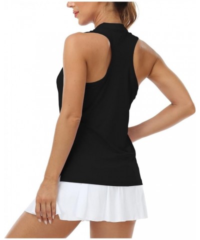 Women Racerback Sleeveless Golf Polo Shirts V-Neck Collarless Tennis Running Tank Tops Quick Dry Athletic Casual A-black $18....