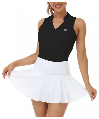 Women Racerback Sleeveless Golf Polo Shirts V-Neck Collarless Tennis Running Tank Tops Quick Dry Athletic Casual A-black $18....