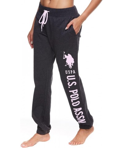 Womens Lounge Pants with Pockets, French Terry Jogger Sweatpants Dark Charcoal Heather/White Print $10.99 Activewear