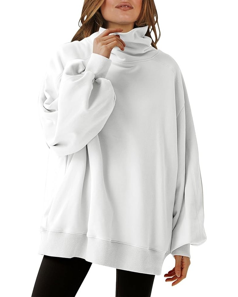 Women's Casual Oversized Cowl Neck Long Sleeve Loose Fit Pullover Tunic Sweatshirt Hoodie 2023 Trendy Clothes White $23.00 Ho...