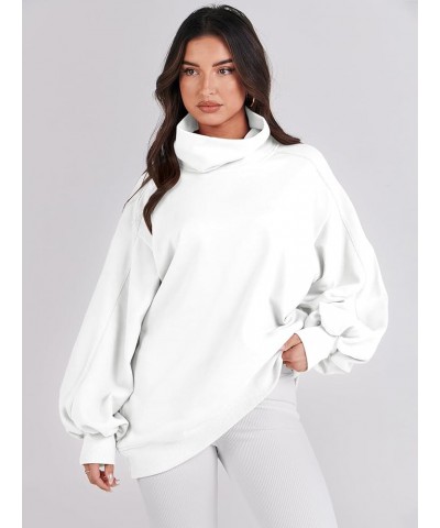 Women's Casual Oversized Cowl Neck Long Sleeve Loose Fit Pullover Tunic Sweatshirt Hoodie 2023 Trendy Clothes White $23.00 Ho...