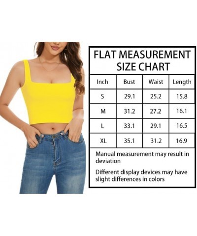 Women’s Sleeveless Crop Tops Square Neck Double Layer Workout Fitness Basic Cropped Tank Top 14-blue $9.89 Tanks