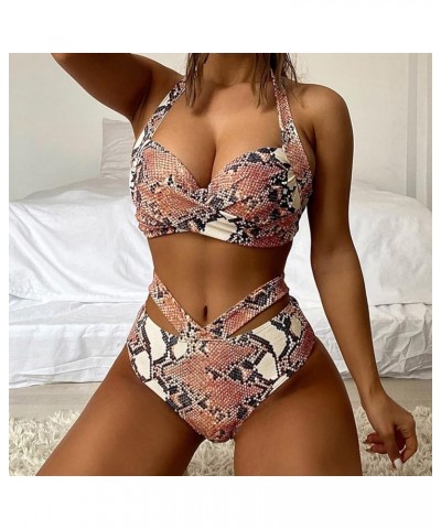 Swimsuits for Womens, Cross Bandage Bikini Set Push-Up Brazilian Swimwear Beachwear Swimsuit C-mint Green $7.27 Swimsuits