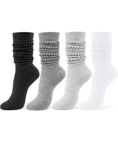 4 Pairs Slouch Socks Women Scrunch Socks Long Socks for Women Size 6-11 A Black+white+grey+dark Grey $9.84 Activewear