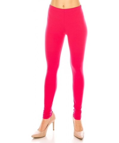 Women's Basic Comfort Stretch Soft Solid and Stylish Print Leggings BAT 1 Fuchsia $9.50 Leggings