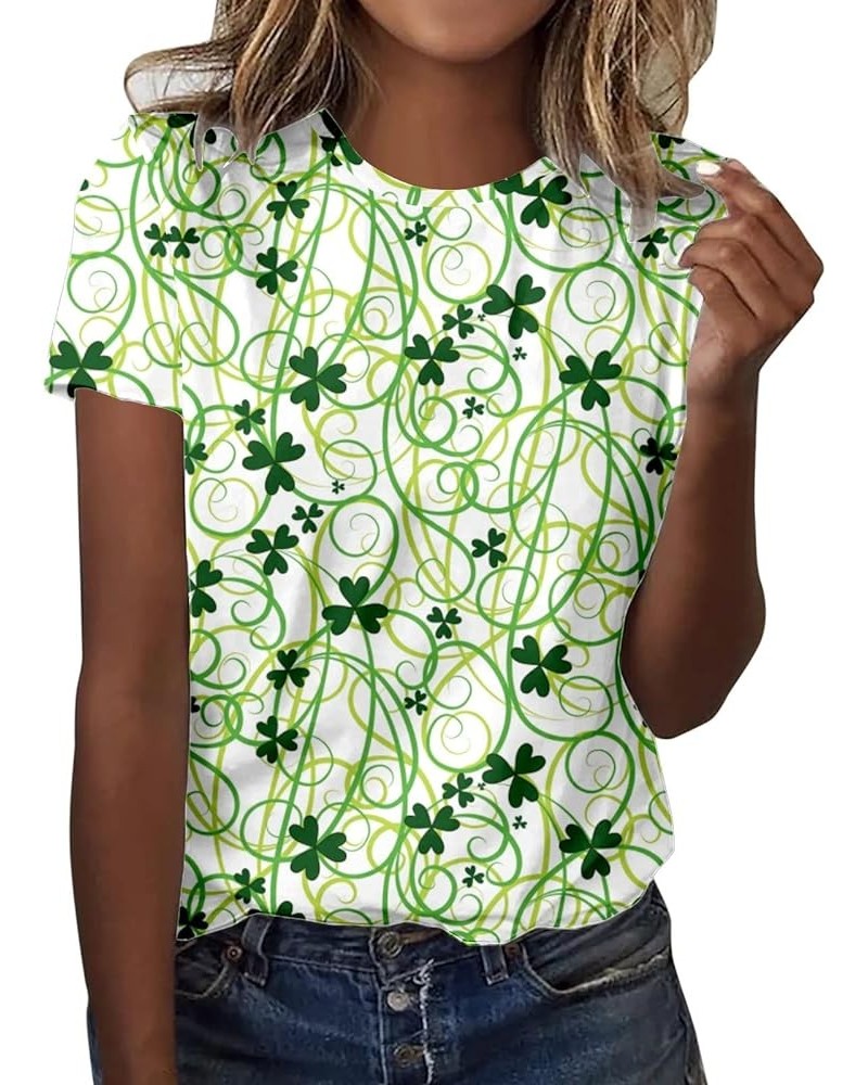 St Patricks Day Shirt Women Fashion Casual Tops Shirt Cute Clover Printed Short Sleeve Round Neck Tshirt Saint Paddy's Outfit...