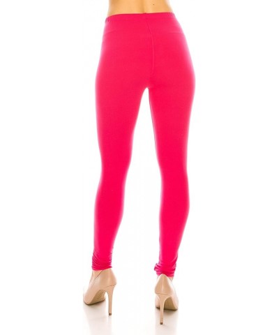 Women's Basic Comfort Stretch Soft Solid and Stylish Print Leggings BAT 1 Fuchsia $9.50 Leggings