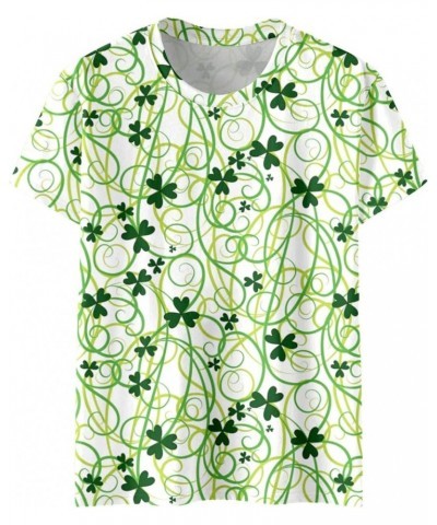 St Patricks Day Shirt Women Fashion Casual Tops Shirt Cute Clover Printed Short Sleeve Round Neck Tshirt Saint Paddy's Outfit...