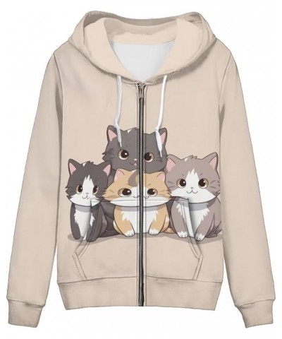 Girly Zip Up Jackets for Women S-5XL Hoodies and Sweatshirts Fall Spring Hooded Pullover Streetwear Cat Design $21.05 Hoodies...