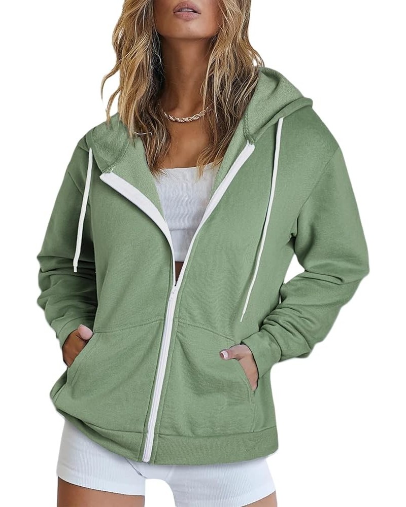 Women's Full Zip Up Hoodie Long Sleeve Hooded Sweatshirts Pockets Jacket Coat for Women A Green 3 $22.73 Hoodies & Sweatshirts