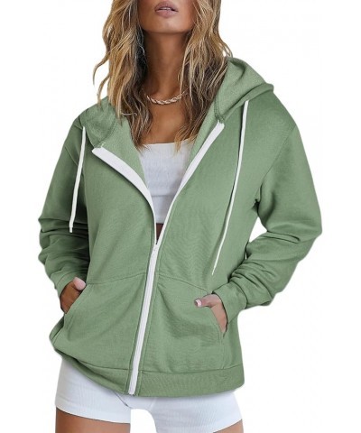 Women's Full Zip Up Hoodie Long Sleeve Hooded Sweatshirts Pockets Jacket Coat for Women A Green 3 $22.73 Hoodies & Sweatshirts