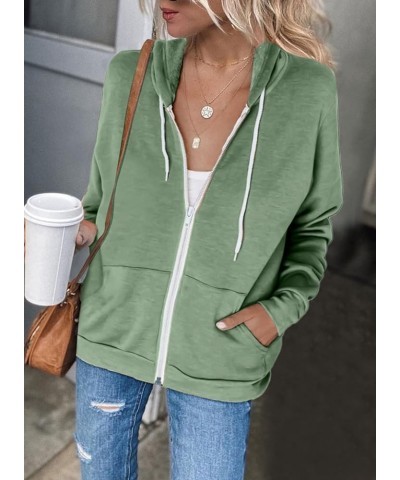 Women's Full Zip Up Hoodie Long Sleeve Hooded Sweatshirts Pockets Jacket Coat for Women A Green 3 $22.73 Hoodies & Sweatshirts