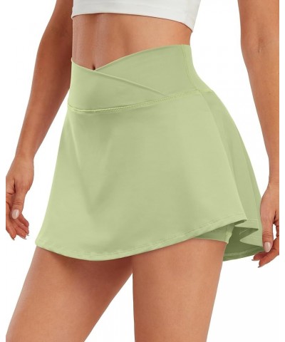 Pleated Tennis Skirt with Pockets for Women Athletic Golf Skorts Skirts with Shorts Cross Waist Matcha $13.20 Skorts