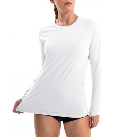 Rash Guard for Women with Zipper Pockets UPF 50+ SPF & UV Protection Shirts for Women Cool Long Sleeve Swim Sun Shirt White $...