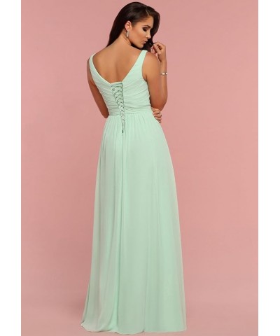 Women's V Neck Bridesmaid Dresses with Slit Chiffon Pleated Formal Evening Party Dress Teal $37.09 Dresses