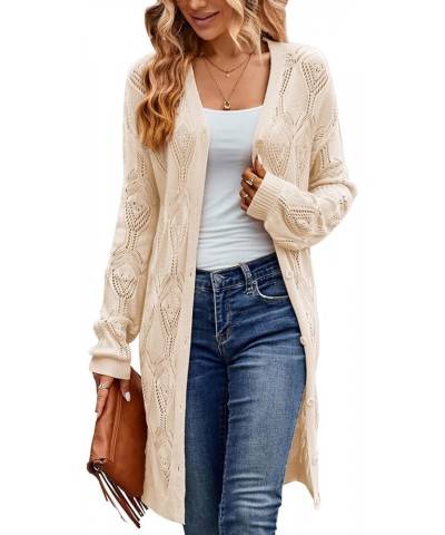 2024 Summer Women's Short Sleeve Crochet Cardigan Shrug V Neck Bolero Sweater Tops Beige-long $18.48 Sweaters