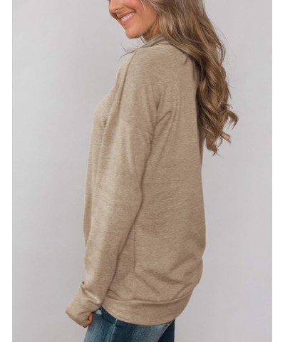 Women's Long Sleeve Pullovers Cowl Neck Tunic Shirt Casual Sweatshirt Tops Brown $14.69 Hoodies & Sweatshirts