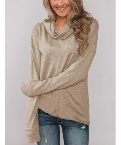 Women's Long Sleeve Pullovers Cowl Neck Tunic Shirt Casual Sweatshirt Tops Brown $14.69 Hoodies & Sweatshirts