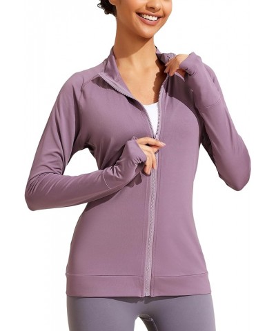 Lightweight Workout Jackets Womens Full Zip Slim Fit Athletic Running Jacket with Thumb Holes Purple $16.80 Jackets