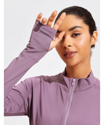 Lightweight Workout Jackets Womens Full Zip Slim Fit Athletic Running Jacket with Thumb Holes Purple $16.80 Jackets