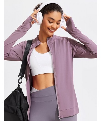 Lightweight Workout Jackets Womens Full Zip Slim Fit Athletic Running Jacket with Thumb Holes Purple $16.80 Jackets