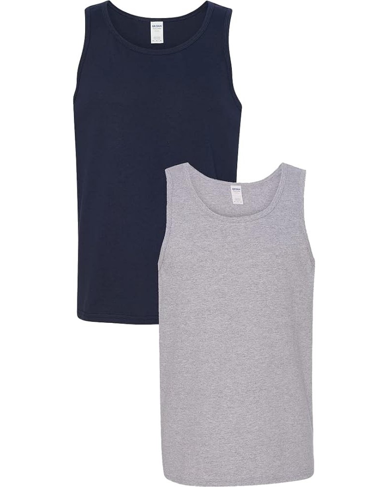 5200 - Heavy Cotton Tank Top Navy/Sport Grey $8.93 Shirts