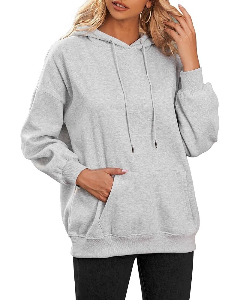 Women's Oversize Hoodies Fleece Pullover Hooded Sweatshirts,Long Sleeve Winter Crewneck Sweaters With Pocket Light Grey $19.6...