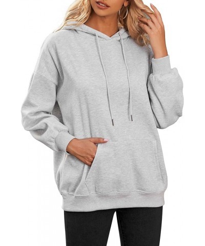 Women's Oversize Hoodies Fleece Pullover Hooded Sweatshirts,Long Sleeve Winter Crewneck Sweaters With Pocket Light Grey $19.6...