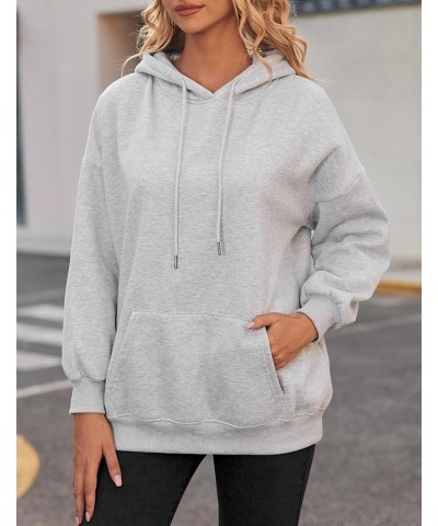 Women's Oversize Hoodies Fleece Pullover Hooded Sweatshirts,Long Sleeve Winter Crewneck Sweaters With Pocket Light Grey $19.6...