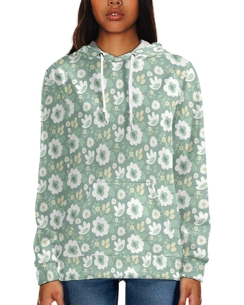 Hoody Drawstring Sweatshirts and Hoodies for Women Teenagers Size XS-6XL Sage Green Hippie Flower $13.94 Hoodies & Sweatshirts