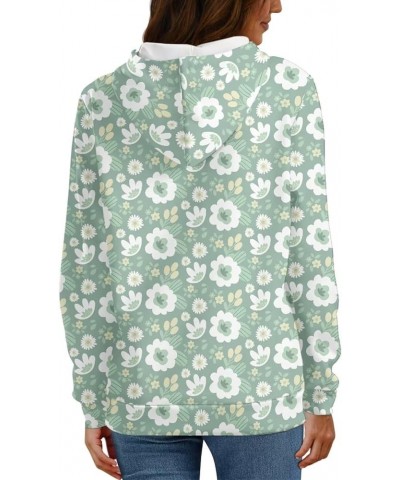 Hoody Drawstring Sweatshirts and Hoodies for Women Teenagers Size XS-6XL Sage Green Hippie Flower $13.94 Hoodies & Sweatshirts