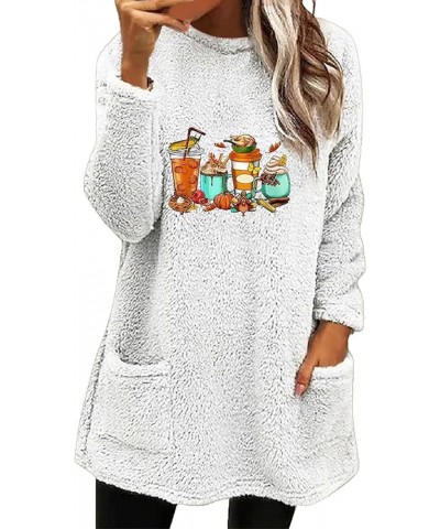 Women's Sweatshirts Trendy,Womens 2023 Fashion Fuzzy Warm Casual Loose Sweatshirts with Pockets Outerwear White-a $10.57 Acti...