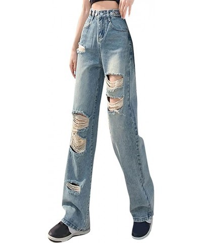 Women Ripped Boyfriend Jeans High Waist Baggy Denim Pants Y2K Distressed Streetwear Vintage Hiphop Dance Trousers G1-a $10.78...