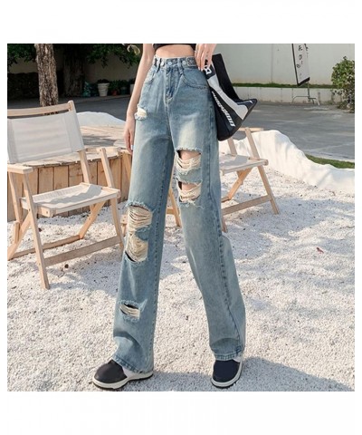 Women Ripped Boyfriend Jeans High Waist Baggy Denim Pants Y2K Distressed Streetwear Vintage Hiphop Dance Trousers G1-a $10.78...