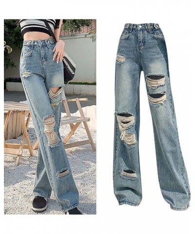 Women Ripped Boyfriend Jeans High Waist Baggy Denim Pants Y2K Distressed Streetwear Vintage Hiphop Dance Trousers G1-a $10.78...