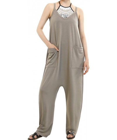 Women's Casual Sleeveless Comfortable Jumpsuit 1005 /Green Smoke $13.34 Overalls